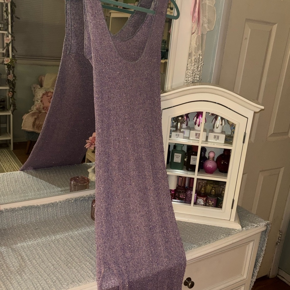 Vintage Lavender Metallic Knit Swim Coverup